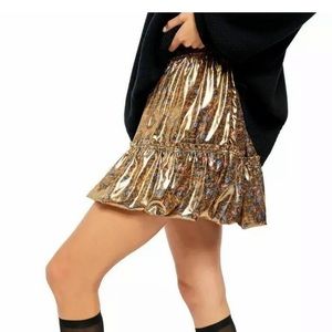 Free People Gold Mini Skirt